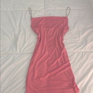 Elegant Pink Chain Strap Dress